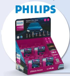 Espositore da banco Philips Ultinon Access 12 Volt 4 Kit H7/H18 + 2 Kit H4 56969U2500SD