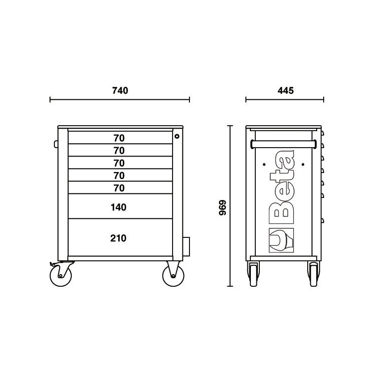 024004079 Beta RSC24/7-N Cassettiera porta attrezzi con 7 cassetti black