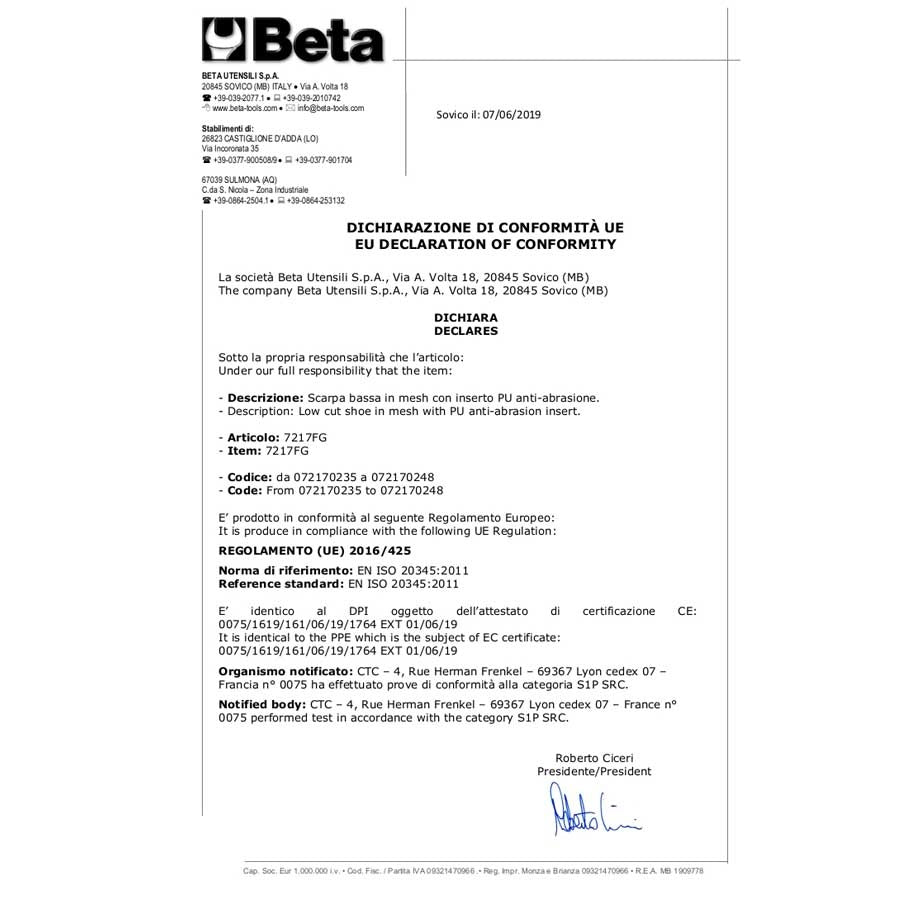 Beta 7293HN Scarpa bassa in pelle Nabuk idrorepellente con suola in gomma S3 HRO HI SRC